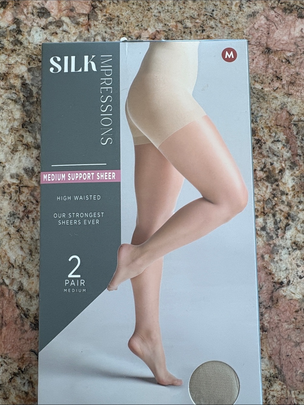 Silk Impressions Medium Support Sheer High Waisted Pantyhose - Beige